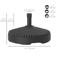 Outsunny Round Plastic Patio Umbrella Base Parasol Holder Outdoor Umbrella Stand, Filled Up to 62lbs with Sand or 51lbs with Water for Garden, Poolside, Black(m-3)