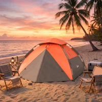 Outsunny Pop up Camping Tent, 3-4 Man Family Tent, 3000mm Waterproof, with Carry Bag and Top Hook, Dark Grey and Orange(m-9)