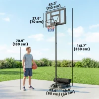 Soozier Basketball Hoop Stand Outdoor, 4.4–10 ft Single Hand Rotation Adjustable with Shatterproof Backboard & Weight Bag(m-3)