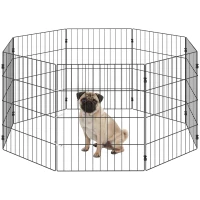 PawHut Foldable Metal Exercise Dog Playpen, Expandable Pet Fence Indoor Outdoor Use for Small Dogs, 20" x 24", 8 Panels, Black(m-11)