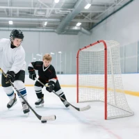 Soozier Hockey Net, Easy Set Up Hockey Goal with Steel Frame, PE Mesh, Outdoor Hockey Training Equipment for Garden, Backyard(m-9)