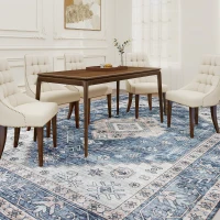 HOMCOM 8x10 Area Rug, Vintage Machine Washable Rug, Non-Slip Floor Carpet for Living Room, Bedroom, Dining Room, Blue(m-8)