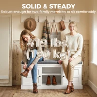 HOMCOM 2 in 1 Coat Rack Shoe Bench Set with 6 Hooks and Shoe Storage Bench, White and Grey(m-6)