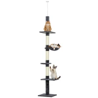 PawHut 8.5ft Cat Climbing Tree 5-Tier Kitty Activity Center with Scratching Post  Dark Grey(m-11)
