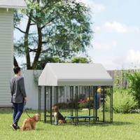 PawHut Outdoor Dog Kennel with Roof, 6' x 6' x 6' Heavy Duty Welded Wire Dog Playpen Enclosure with Escape-proof Lock(m-2)