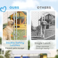 PawHut 19.7' x 7.5' x 4.9' Outdoor Dog Kennel Heavy Duty Galvanized Steel Chain Link with UV-resistant Roof, Silver(m-7)