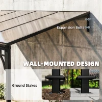 Outsunny 13' x 10' Lean to Gazebo, Hardtop Wall Mounted Outdoor Pergola with Polycarbonate Roof and Metal-Aluminium Frame(m-4)