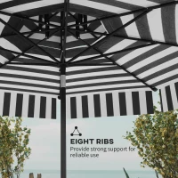 Outsunny 8.6 ft Patio Umbrella, UPF 30+ Outdoor Market Table Umbrella Parasol with 2-Tier Vent, Crank, 8 Ribs, Tilt, Black(m-9)