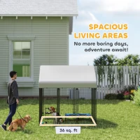 PawHut Outdoor Dog Kennel with Roof, 6' x 6' x 6' Heavy Duty Welded Wire Dog Playpen Enclosure with Escape-proof Lock(m-4)