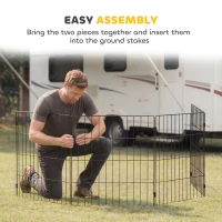 PawHut Foldable Metal Exercise Dog Playpen, Expandable Pet Fence Indoor Outdoor Use for Small Dogs, 20" x 24", 8 Panels, Black(m-7)