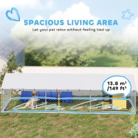 PawHut 19.7' x 7.5' x 4.9' Outdoor Dog Kennel Heavy Duty Galvanized Steel Chain Link with UV-resistant Roof, Silver(m-5)