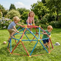 Outsunny 6 FT Climbing Dome Geometric Jungle Gym w/ Rust and UV-Resistant Steel, Up to 396 lbs, for 1-4 Children Aged 3-8 Years(m-1)