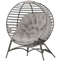 Outsunny Egg Chair, Patio Lounge Chair, Foldable Basket Chair with Large Seat Cushion, Side Pocket, Light Grey(m-2)