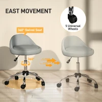 HOMCOM Salon Stool, Adjustable Rolling Stool, Grey(m-6)