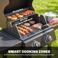 Outsunny 2 Burner Propane Gas Grill with Wheels, 18,400 BTU Portable BBQ Grill with Foldable Side Shelves, Warming Rack, Black(m-6)