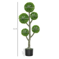 HOMCOM 43.3" Artificial Ball Cypress Topiary Tree, Fake Plant in Pot for Indoor Outdoor Living Room Green(m-3)