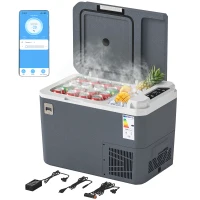 Outsunny 12 Volt Car Refrigerator, 26QT Car Fridge with App Control, 12/24V DC and 100-240V AC, -4℉-68℉, Travel Camping(m-11)