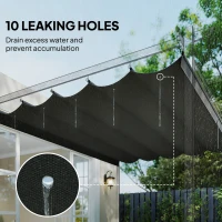 Outsunny 8.5' x 11.5' Retractable Pergola Canopy Replacement, Fit 10' x 13' Frame, Pergola Cover Replacement Top Only, Dark Grey(m-6)