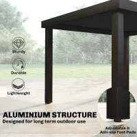 Outsunny Aluminum Outdoor Dining Table for 6, Patio Rectangular Table, 47.2" x 35.4" x 29.1", Black(m-5)
