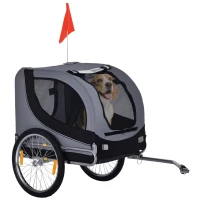 PawHut Dog Bike Trailer, Pet Cart, Bicycle Wagon, Travel Cargo, Carrier Attachment with Hitch, Foldable for Travelling, for Small Medium Dogs, Grey(m-2)