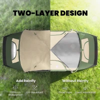 Outsunny Camping Tent for 6-8 Man with 2000mm Waterproof Rainfly and Carry Bag for Fishing Hiking Festival, Dark Green(m-4)