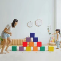 Soozier 12 Piece Soft Play Blocks Soft Foam Toy Building And Stacking Blocks - Multicolours(m-9)