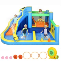 Qaba Bouncy Castle for Kids, Inflatable Bounce House with Slide, Pool (Ball Pit), Ball Shooting and Blower for Indoor Outdoor(m-2)
