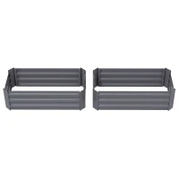 Outsunny Set of 2 Raised Garden Bed, Steel Elevated Planter Box for Flowers, Herbs, Succulents, 39"x20"x12", Dark Grey(m-2)
