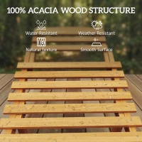 Outsunny Folding Chaise Lounge Chair Outdoor, Acacia Wood Lounger Tanning Chair with Cushion, Headrest, Cream White(m-4)