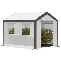 Outsunny 6.6' x 10' x 7' Heavy Duty Walk-In Greenhouse Vegetable Seed Growth Tent Outdoor Plant Growing Tunnel Warm House Flower Shed Backyard White(m-2)