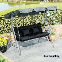 Outsunny 4-Piece Back and Seat Cushion Pillows Replacement and Pillows, Patio Chair Cushions Set with Ties, Black(m-9)