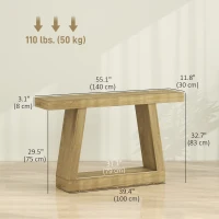 HOMCOM 55" Farmhouse Console Table, 2-Tier Entryway Table with Storage for Hallway, Living Room, Behind Couch,  Oak(m-3)