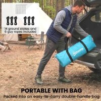 Outsunny 3-4 Person Camping Tent with 2 Rooms, 3000mm Waterproof Portable Family Tent with Carry Bag, Sky Blue(m-7)