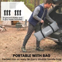 Outsunny 3-4 Person Camping Tent with 2 Rooms, 3000mm Waterproof Portable Family Tent with Carry Bag, Grey(m-7)