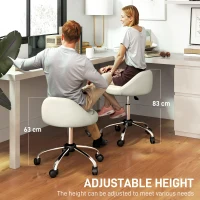 HOMCOM Salon Stool, Adjustable Rolling Stool, White(m-4)
