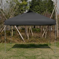 Outsunny 10' x 10' Pop Up Canopy Tent with Airy Top Vents and Wheeled Carry Bag for Outdoor, Garden, Patio, Black(m-8)