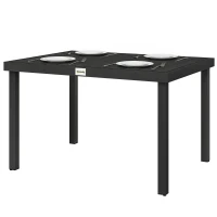 Outsunny Aluminum Outdoor Dining Table for 6, Patio Rectangular Table, 47.2" x 35.4" x 29.1", Black(m-2)