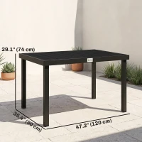 Outsunny Aluminum Outdoor Dining Table for 6, Patio Rectangular Table, 47.2" x 35.4" x 29.1", Black(m-3)