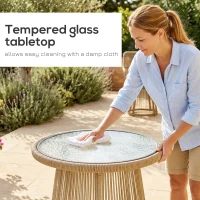 Outsunny 3 Pieces Wicker Patio Furniture Set, Rattan Bistro Set with Coffee Table and Cushions, Outdoor Conversation Set for Garden, Porch, Balcony, Grey(m-5)