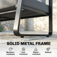 Outsunny Outdoor Sofa Thick Cushions Outdoor Patio Couch Loveseat 2 Seater for Garden Black and Light Grey(m-7)