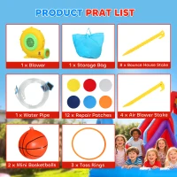 Qaba Bouncy Castle for Kids, Inflatable Bounce House with Slide, Pool (Ball Pit), Climbing Wall and Blower for Indoor Outdoor(m-9)