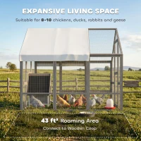 PawHut Large Wooden Chicken Coop for 8-10 Hens, Walk-in Chicken Run with Waterproof Cover, Nesting Boxes and Perches(m-4)