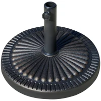 Outsunny Round Umbrella Base Φ19.1", 31.5 lbs Resin Stand with Decorative Design for Poles 1.5"/1.9", Bronze(m-2)