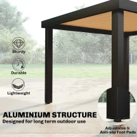 Outsunny Aluminum Outdoor Dining Table for 6, Patio Rectangular Table, 47.2" x 35.4" x 29.1", Natural(m-5)