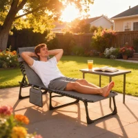 Outsunny Outdoor Folding Chaise Lounge, Reclining Lounge Chair with Adjustable Backrest and Removable Pillow, Mixed Grey(m-1)