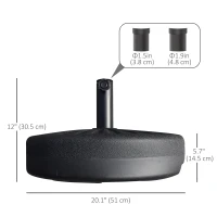 Outsunny 48 lb Heavy Duty Patio Umbrella Base, Water Filled Market Umbrella Stand with Steel Pole for Outdoor, Backyard, Black(m-3)