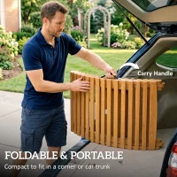 Outsunny Folding Chaise Lounge Chair Outdoor, Acacia Wood Lounger Tanning Chair with Cushion, Headrest, Cream White(m-6)