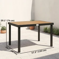Outsunny Aluminum Outdoor Dining Table for 6, Patio Rectangular Table, 47.2" x 35.4" x 29.1", Natural(m-3)
