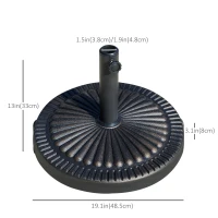 Outsunny Round Umbrella Base Φ19.1", 31.5 lbs Resin Stand with Decorative Design for Poles 1.5"/1.9", Bronze(m-3)