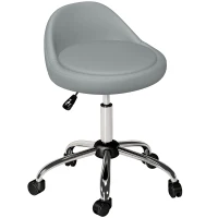 HOMCOM Salon Stool, Adjustable Rolling Stool, Grey(m-2)